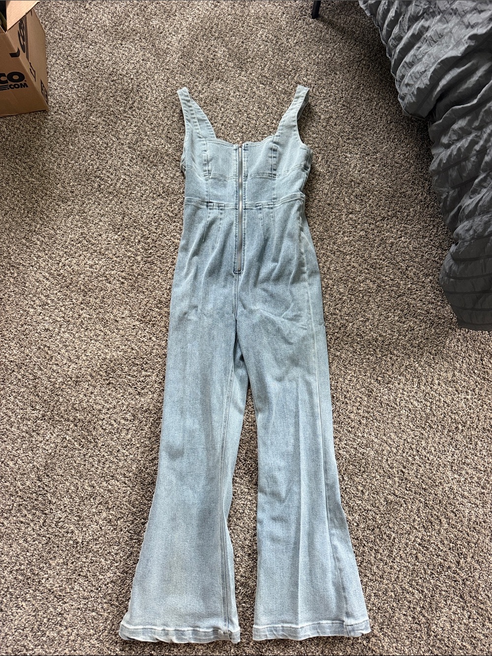 Lulus Light Wash Denim Jumpsuit - Sleeveless Wide-Leg Jeans